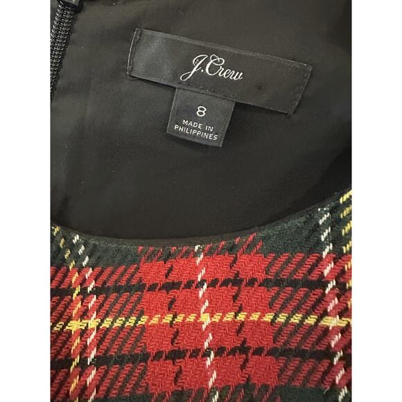 J.Crew Holiday Tartan Sheath Shift Dress Sleeveless Tweed Lace Red Plaid Size 8 - Picture 8 of 16